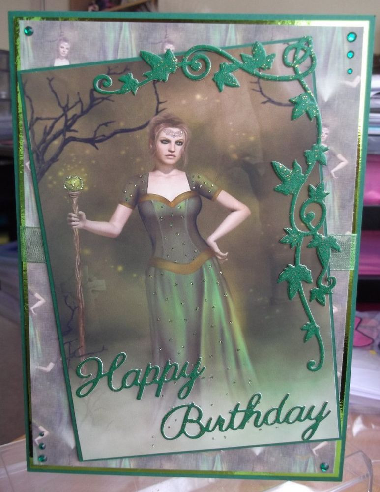 Pagan Birthday Wishes
 Handmade Pagan Fantasy Happy Birthday Card with a witch in