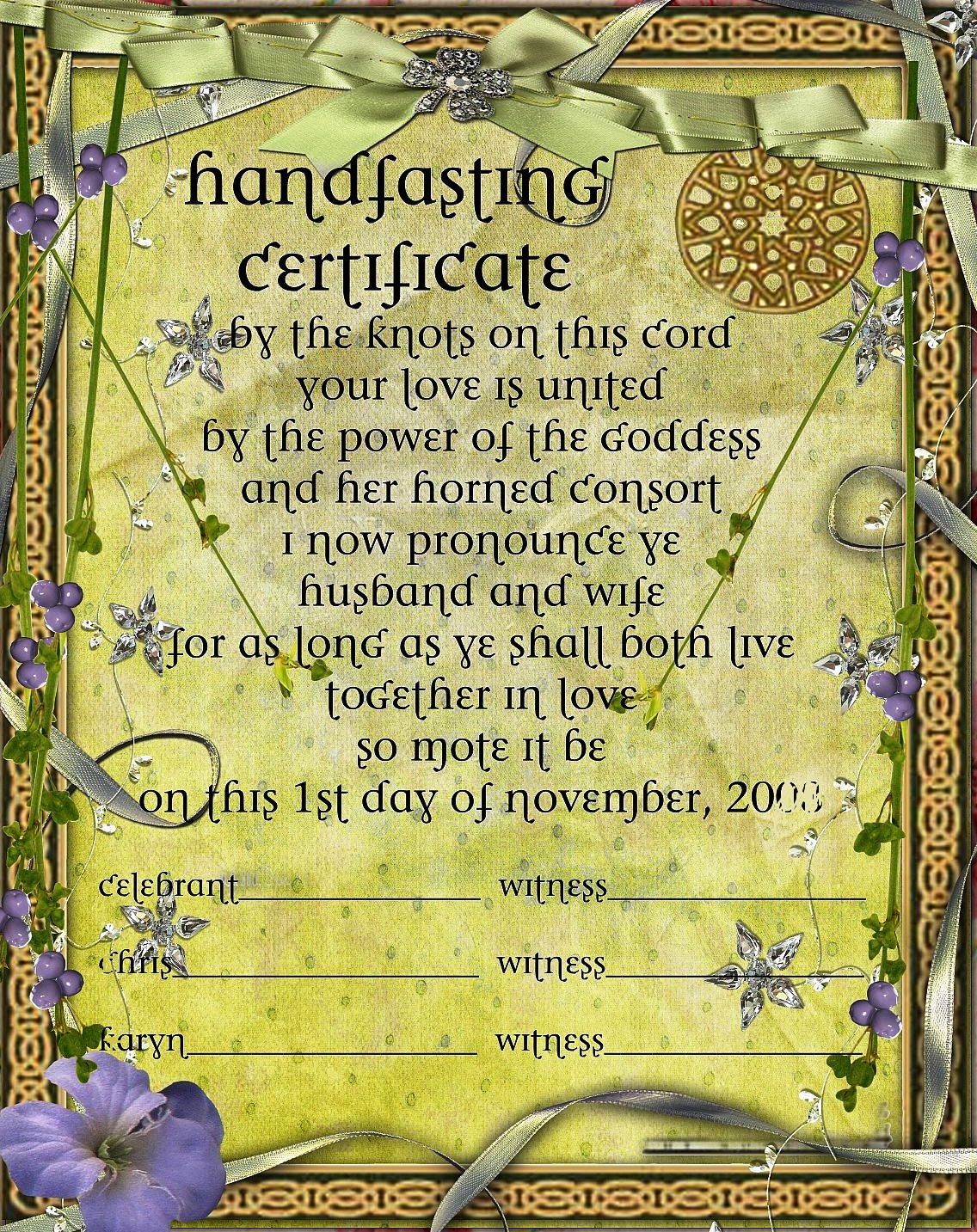 Pagan Wedding Vows
 Nordic Wiccan Handfasting Ceremony