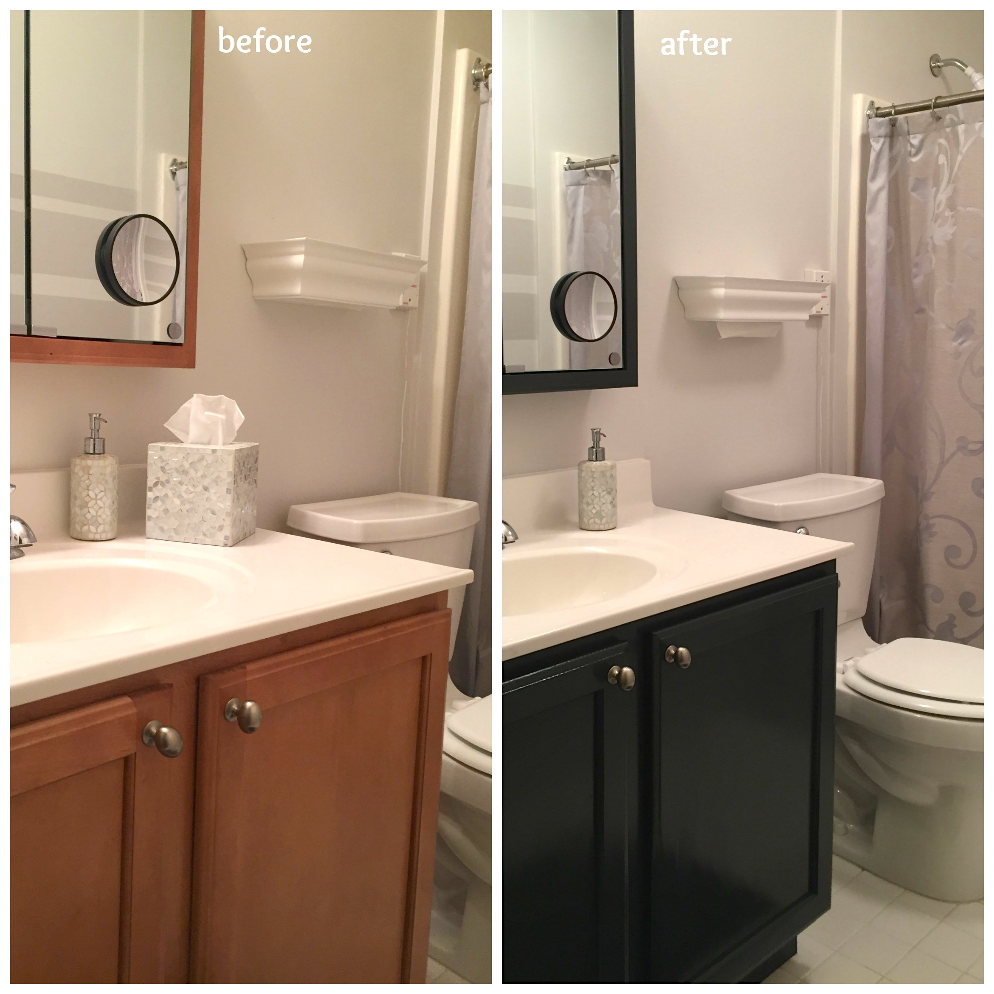 Paint Bathroom Cabinets
 In an afternoon I updated the color of my mom s bathroom