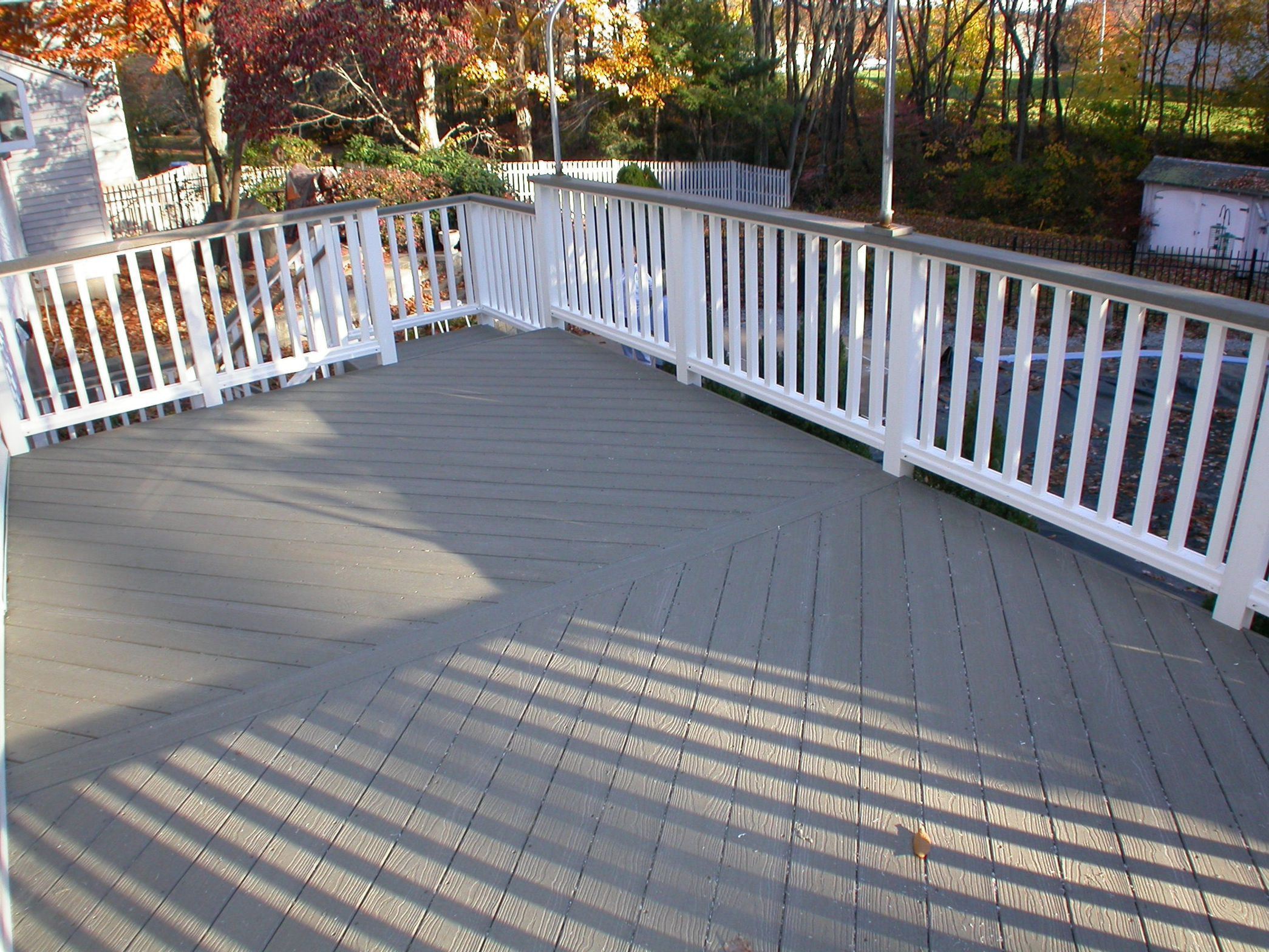 Paint Deck Railing White
 brown deck stain with grey house Google Search