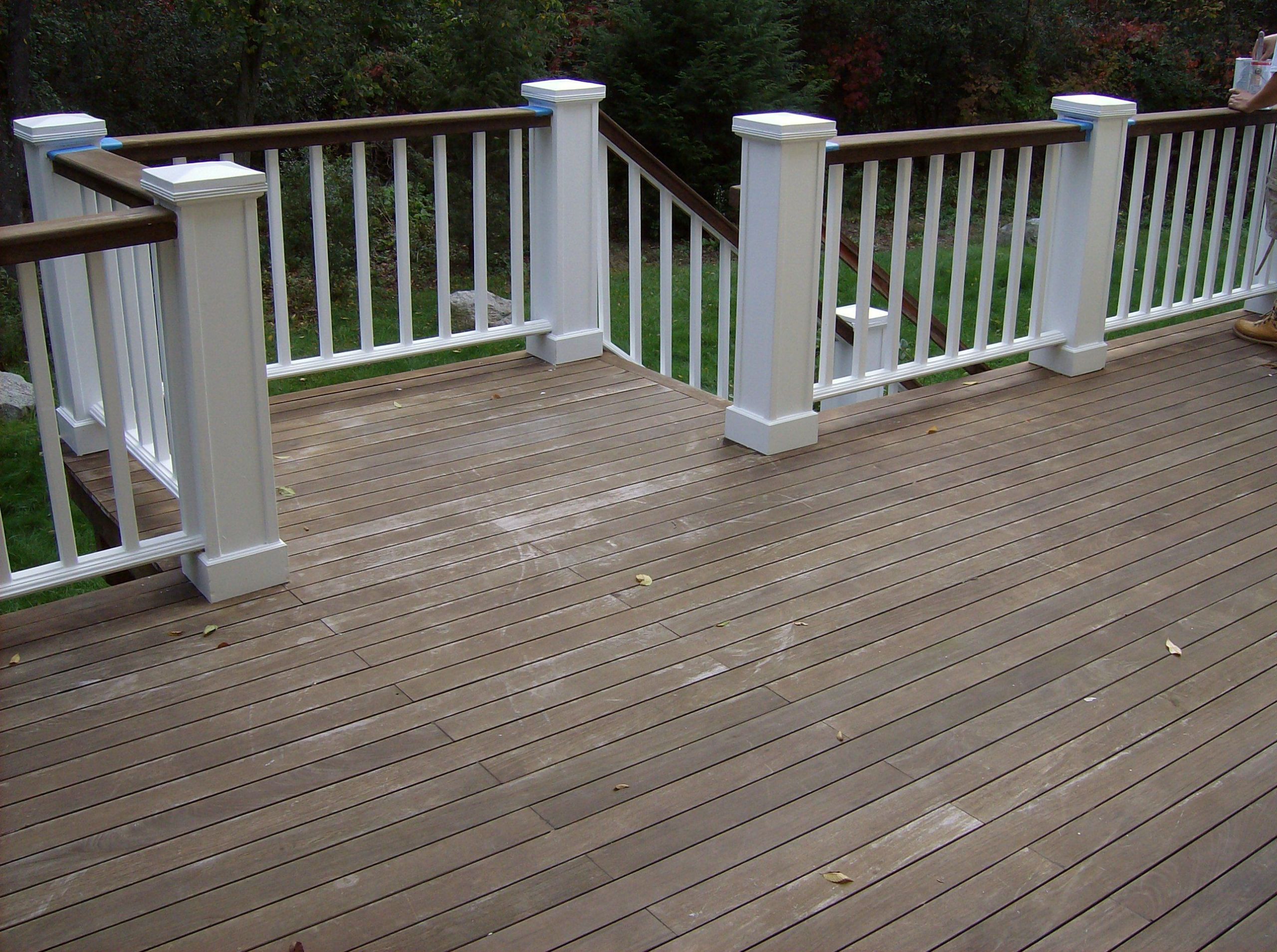 Paint Deck Railing White
 love the idea of painting top railing slightly darker