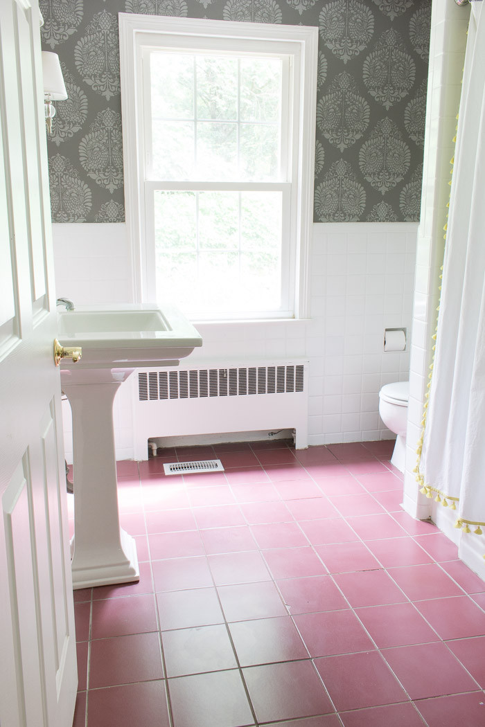 Painting Bathroom Tile
 How I Painted Our Bathroom s Ceramic Tile Floors A Simple