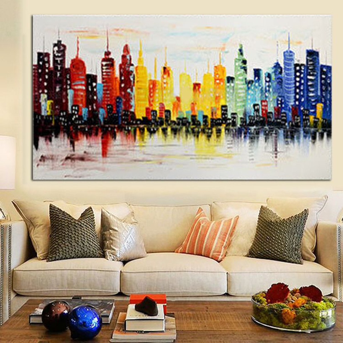 Paintings For Living Room
 120X60CM Modern City Canvas Abstract Painting Print Living