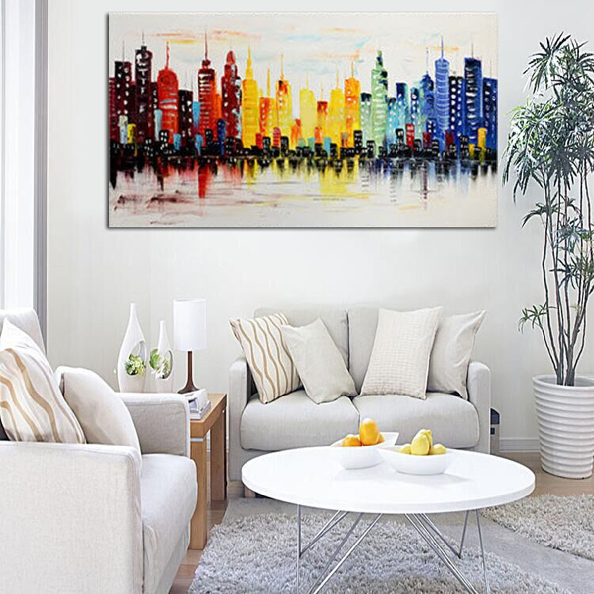 Paintings For Living Room
 120X60CM Modern City Canvas Abstract Painting Print Living