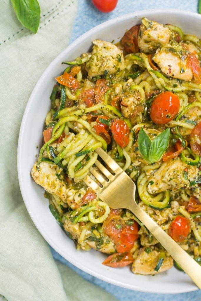 Paleo Zucchini Noodles
 Whole30 Pesto Chicken Zucchini Noodles The Clean Eating