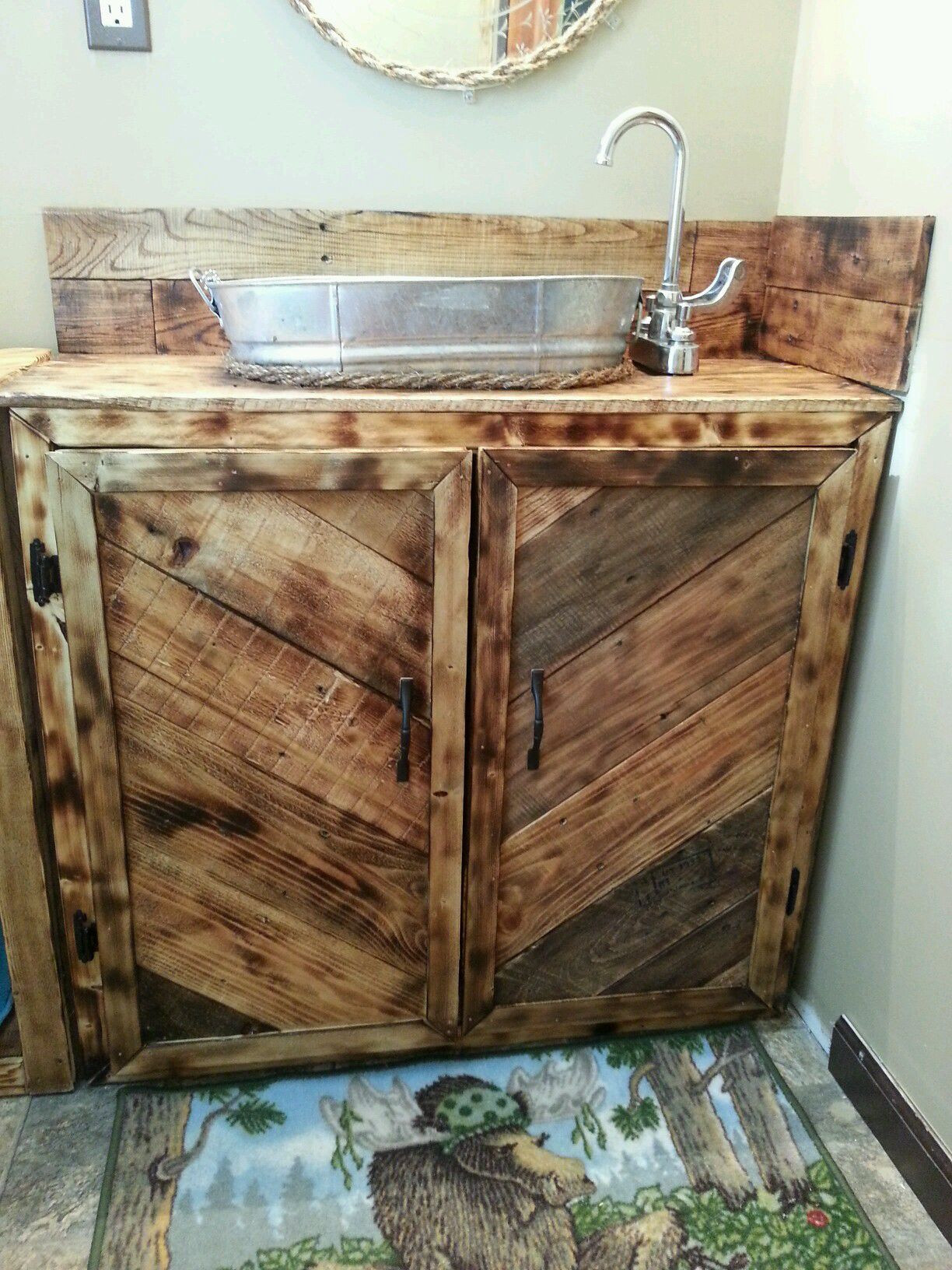 Pallet Bathroom Vanity
 I could create something like this from the existing