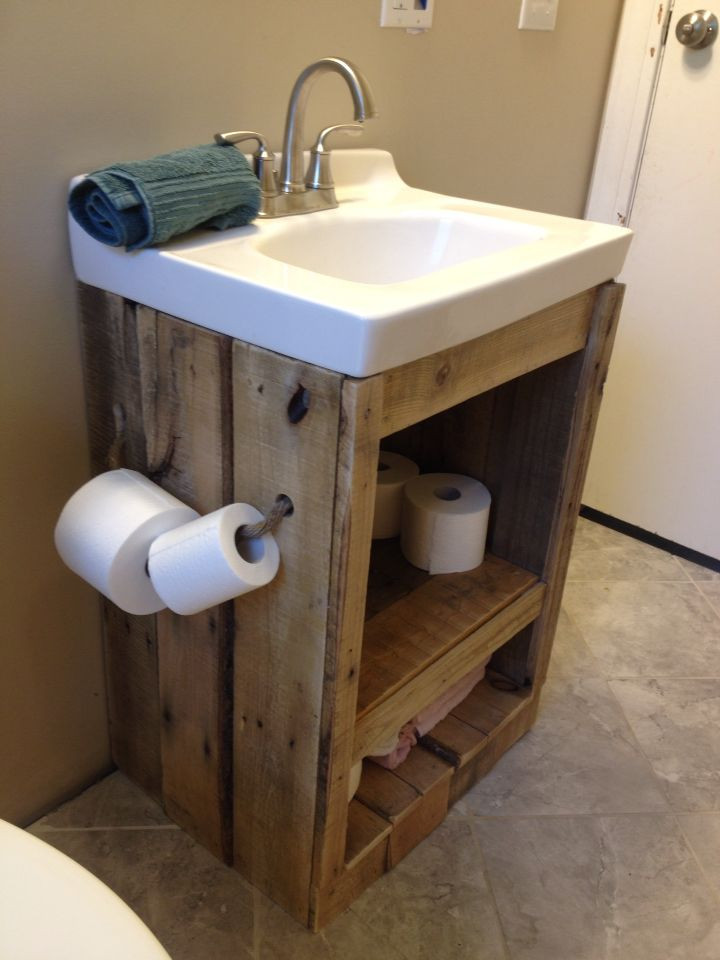 Pallet Bathroom Vanity
 Pallet wood bathroom vanity sink