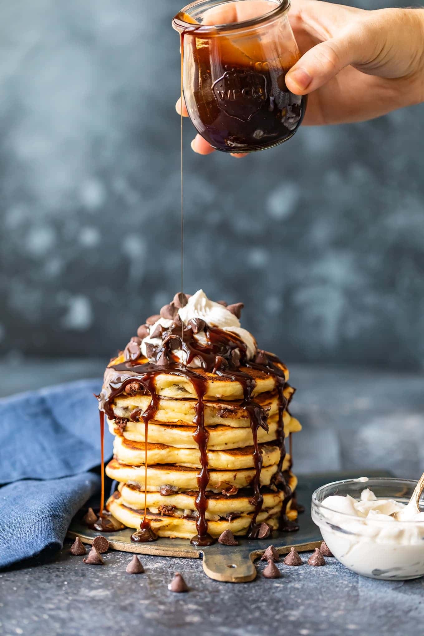 Pancakes With Chocolate Syrup
 Chocolate Chip Pancakes Recipe with Chocolate Syrup