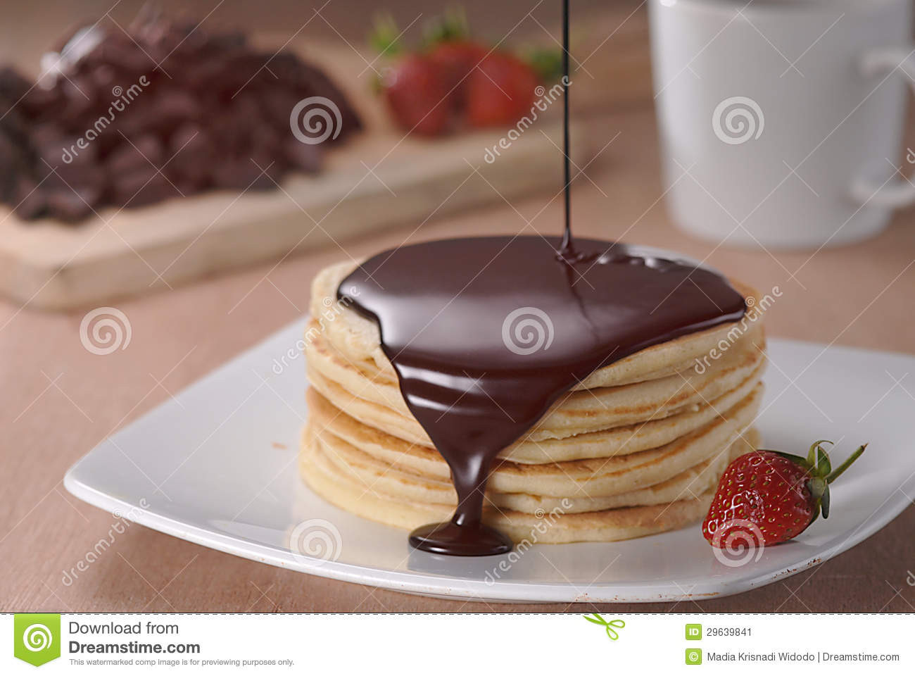 Pancakes With Chocolate Syrup
 Pancakes With Chocolate Syrup Stock Image Image