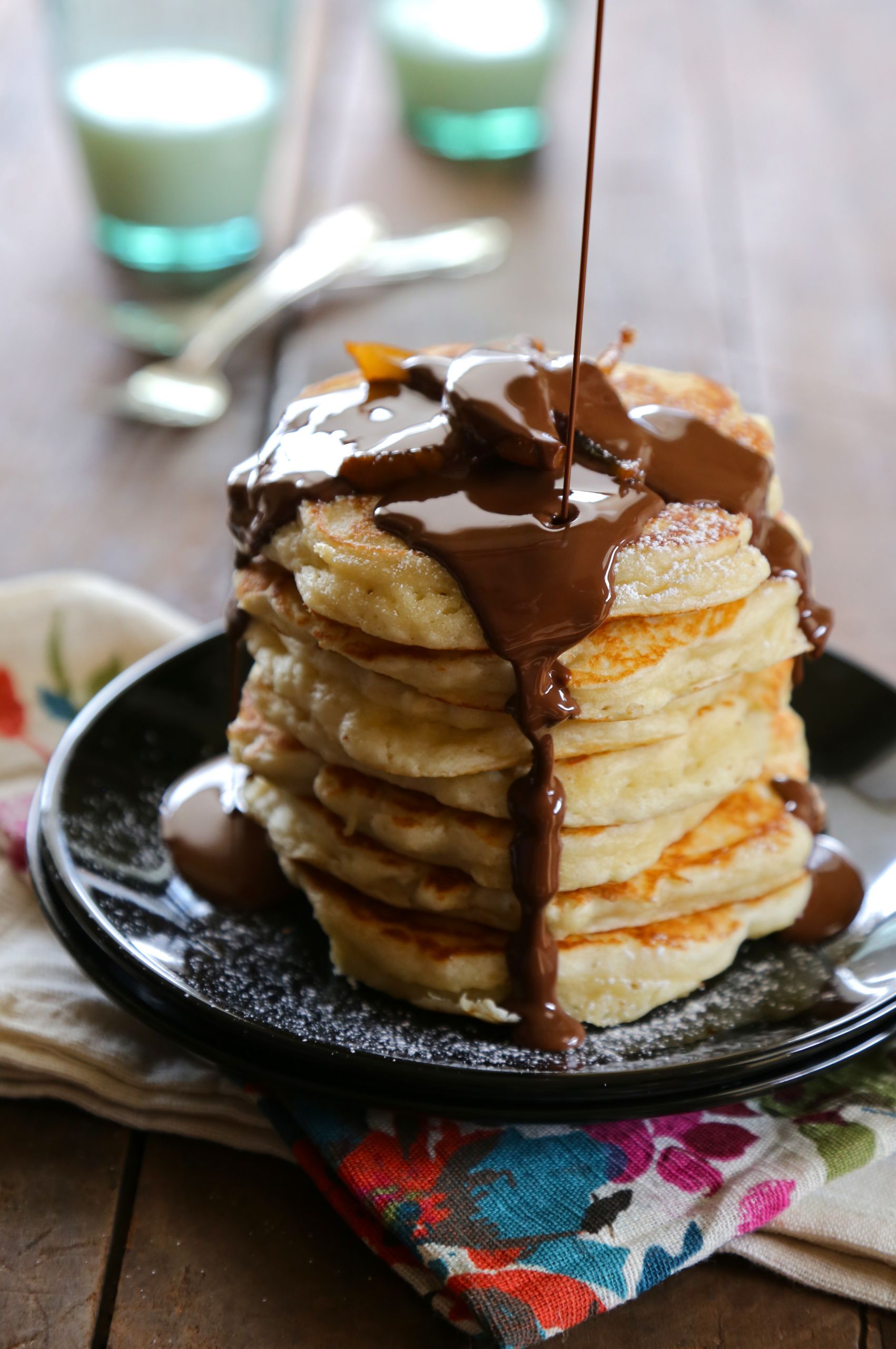 Pancakes With Chocolate Syrup
 easy buttermilk pancakes with chocolate truffle syrup and