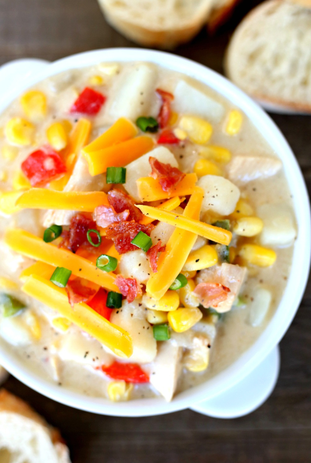 Panera Summer Corn Chowder Ingredients
 Corn Chowder with Potatoes and Chicken Happy Go Lucky