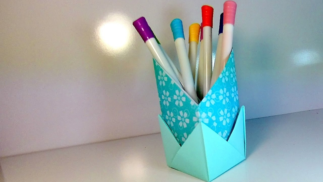 Paper Makes For Kids
 How to Make Origami Stand for Pencils Crafts out of Paper