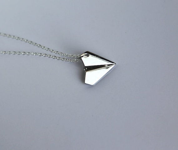Paper Plane Necklace
 Paper Airplane Necklace 925 Sterling Silver Chain Origami