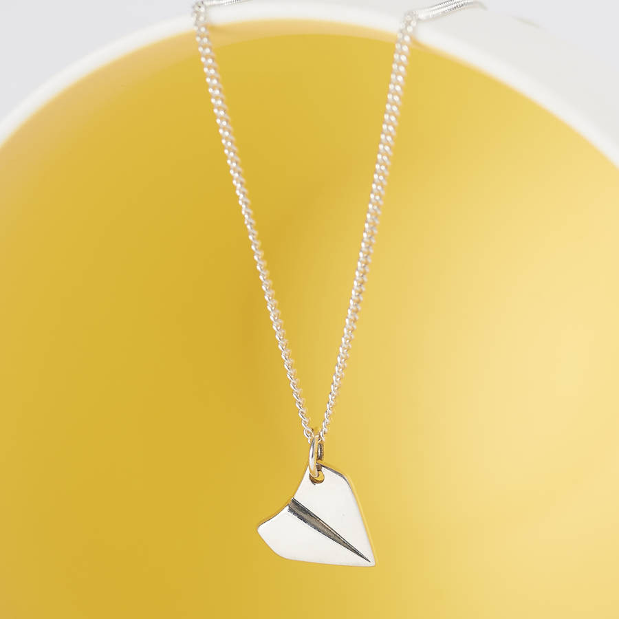 Paper Plane Necklace
 sterling silver paper aeroplane necklace by suzy q designs
