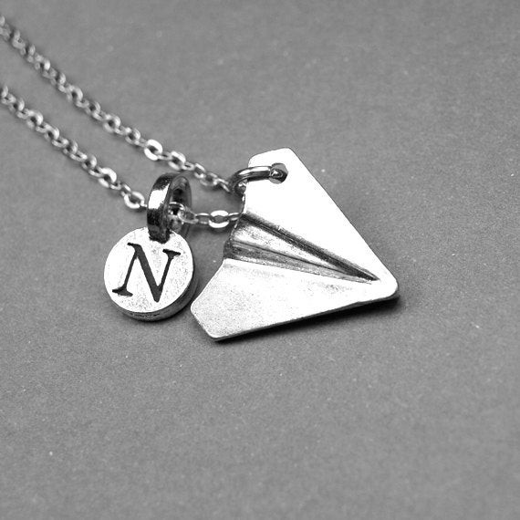 Paper Plane Necklace
 Paper plane Necklace Paper airplane Necklace personalized
