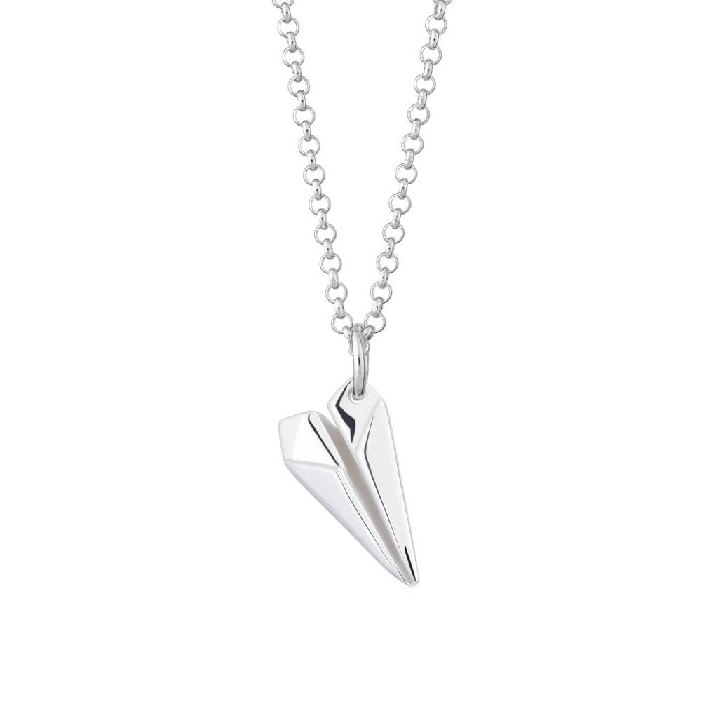 Paper Plane Necklace
 Sterling Silver Paper Plane Necklace By Lily Charmed