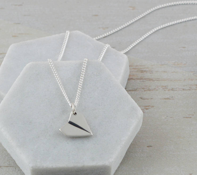 Paper Plane Necklace
 sterling silver paper aeroplane necklace by suzy q designs