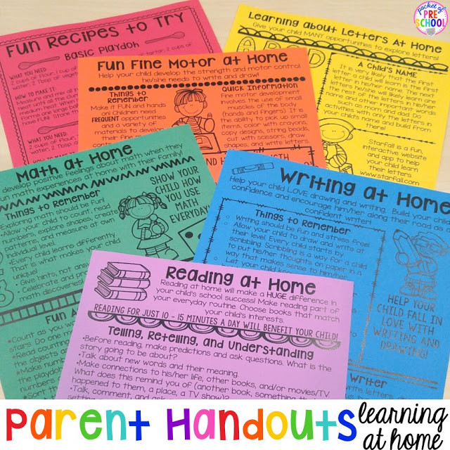 Parent Child Activities For Preschoolers Building Skills & Learning at Home Parent Handouts aka
