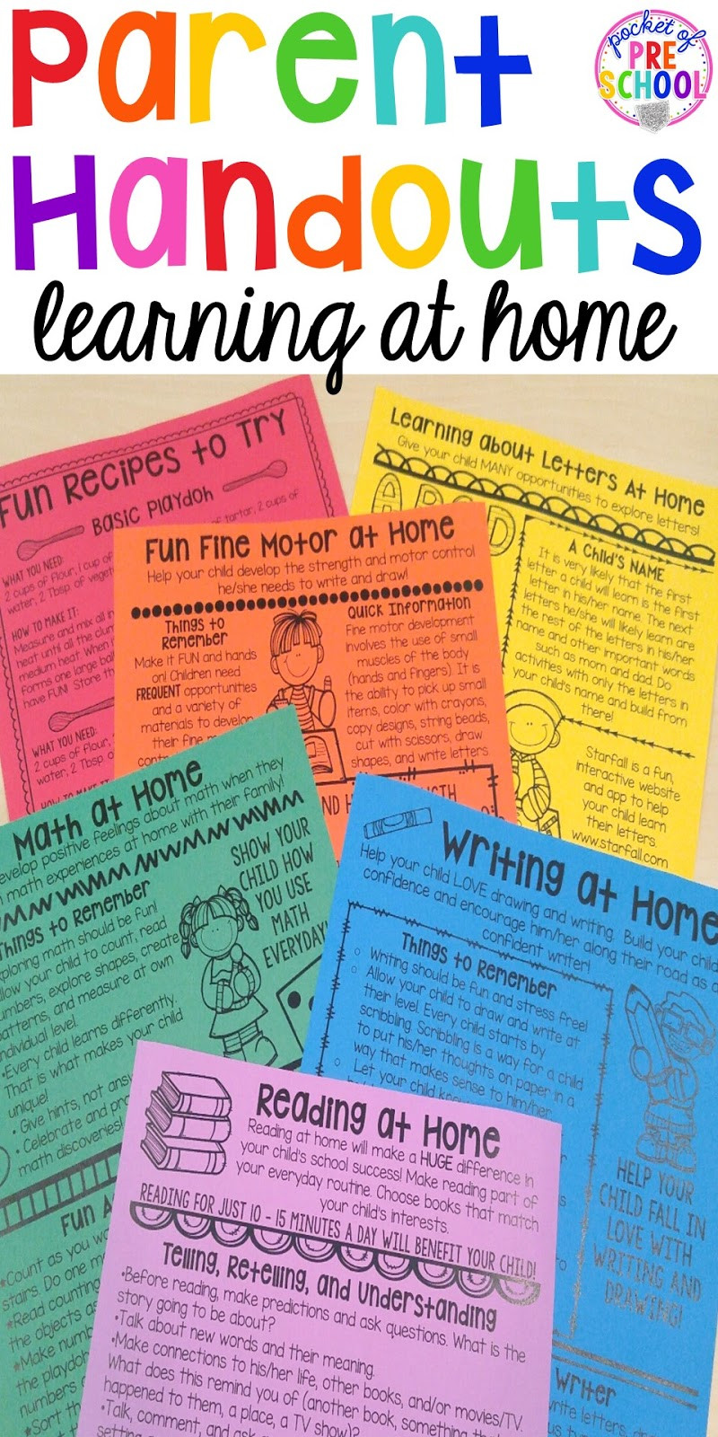 Parent Child Activity For Preschoolers
 Building Skills & Learning at Home Parent Handouts aka