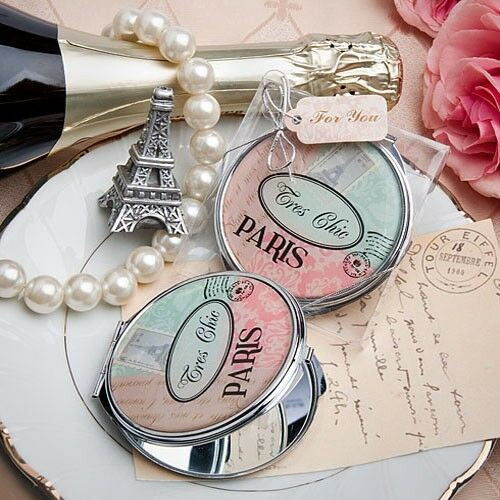 Paris Themed Wedding Favors
 Pretty Paris Themed Mirror pact Wedding Favor Reception