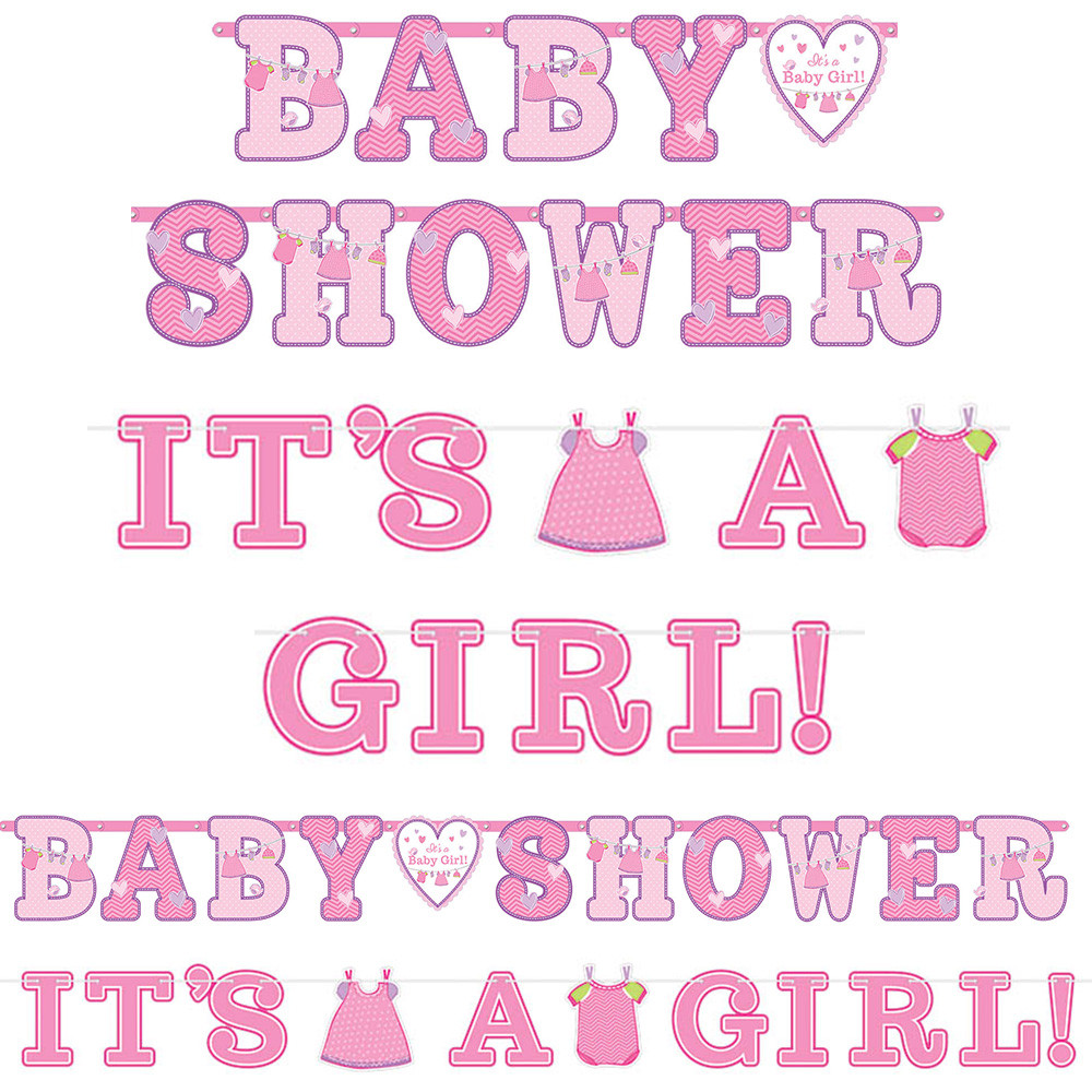 Party City Baby Shower Banner
 Shower With Love Baby Girl Banner Signs 2 Count Baby