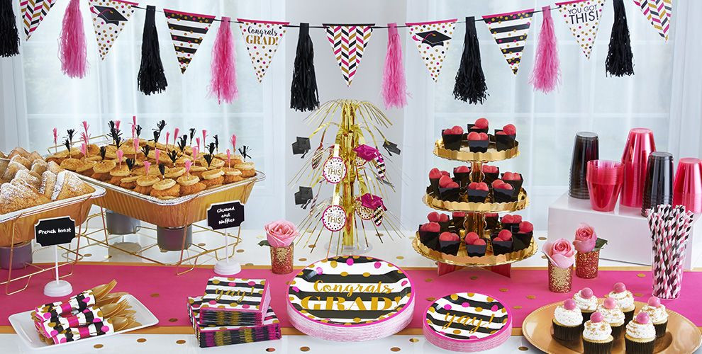 Party City Graduation Ideas
 Pink & Black Graduation Party Supplies