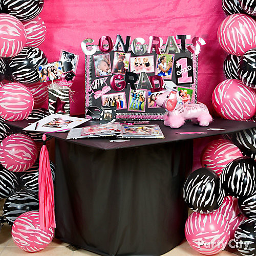 Party City Graduation Ideas
 Graduation Memory Grad Cap Table DIY Pink and Zebra