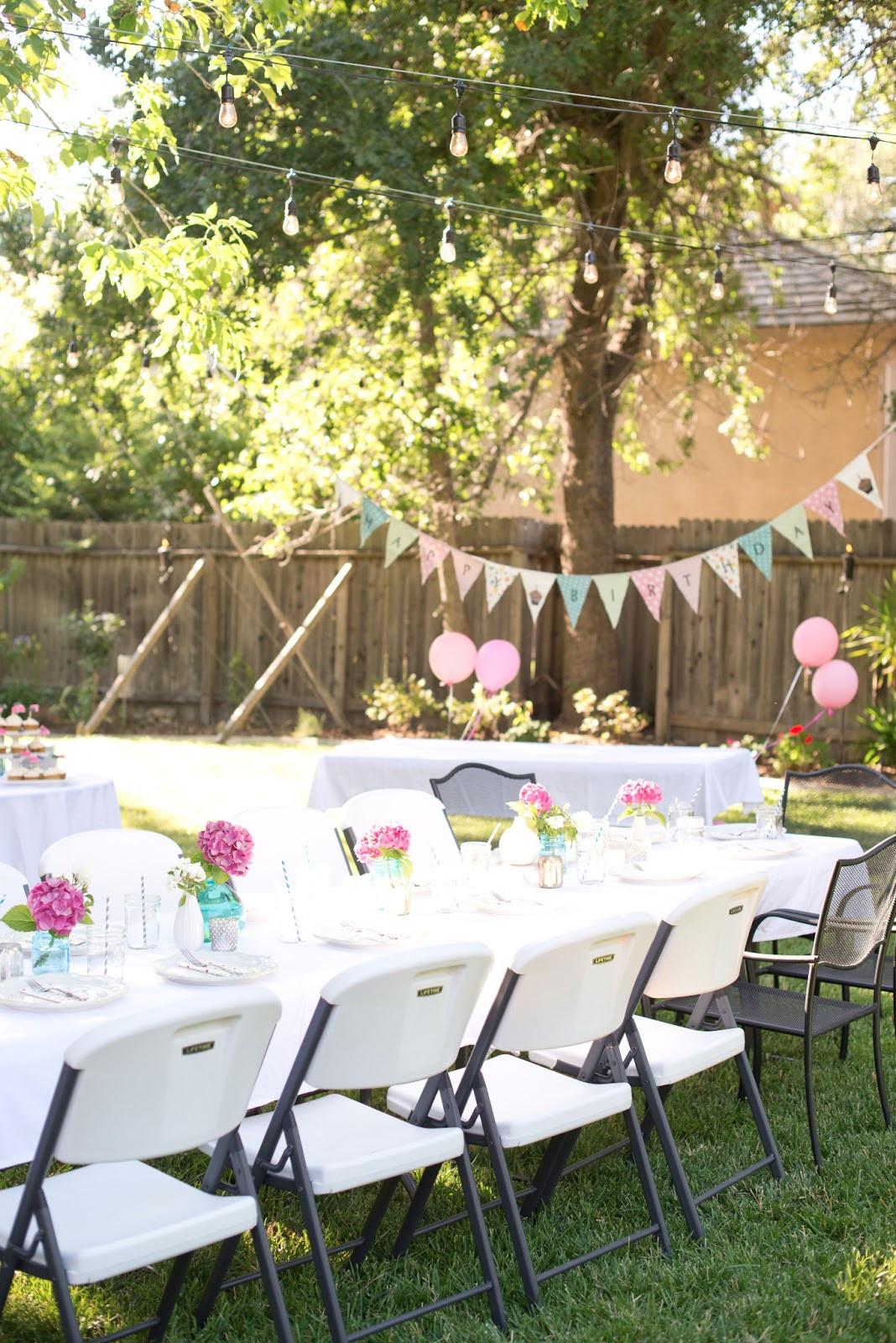 Party In Backyard Ideas
 Domestic Fashionista Backyard Birthday Fun Pink