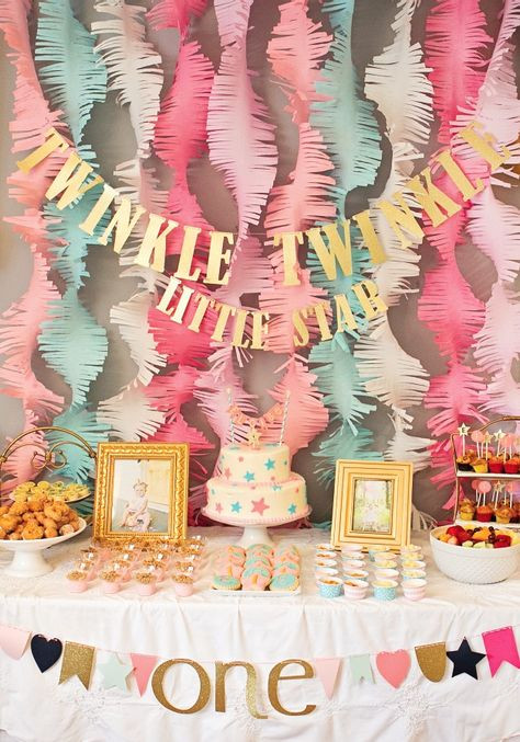 Party Theme For 1 Year Old Baby Girl
 This “Twinkle Twinkle Little Star” first birthday party is