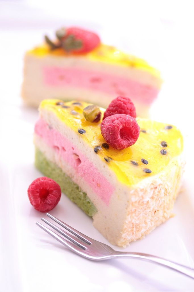 Passion Fruit Mousse Cake
 Pistachio Raspberry & Passion Fruit Mousse Cake
