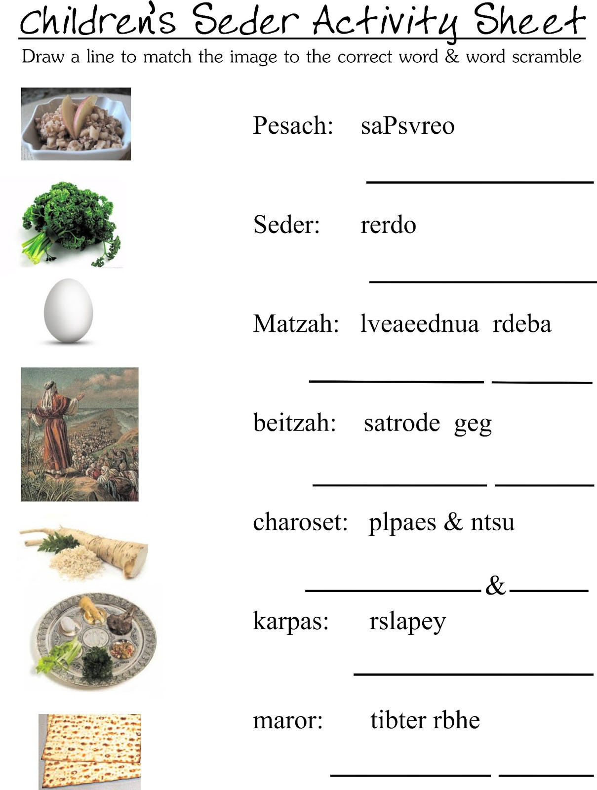 Passover Activities For Preschoolers
 Sublime Living Children s Seder Meal Activity Sheet