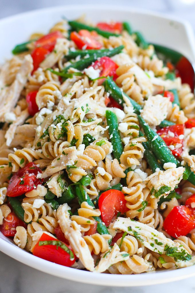 Pasta Salad With Feta Cheese
 Chicken Pasta Salad with Green Beans Tomatoes & Feta