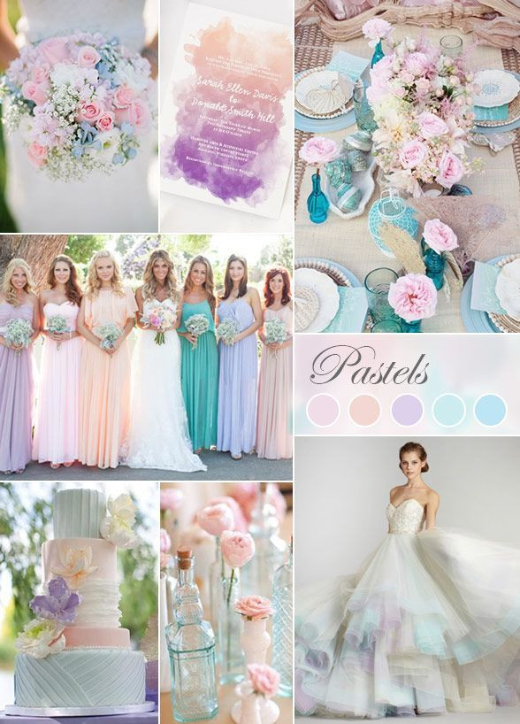 Pastel Wedding Colors
 A soft mix of pink purple and yellow hues inspires