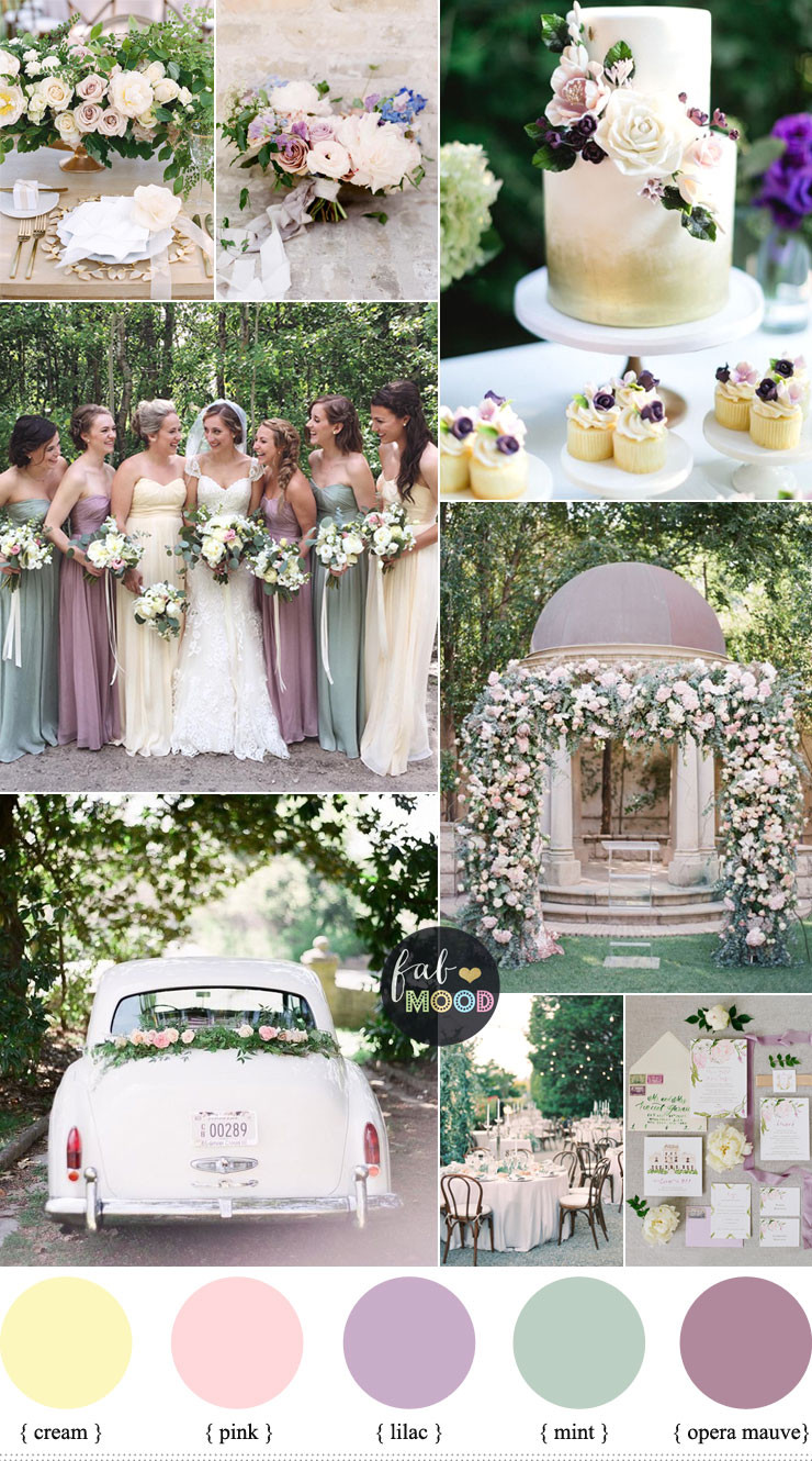Pastel Wedding Colors
 Pastel Wedding Colour Palette Cream Lilac mauve mint