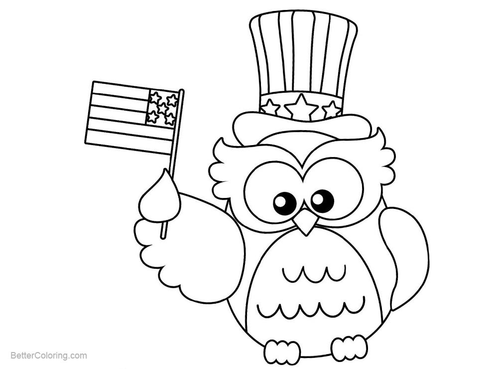 Patriotic Coloring Pages Printable
 Patriotic Coloring Pages Owl with Flag Free Printable