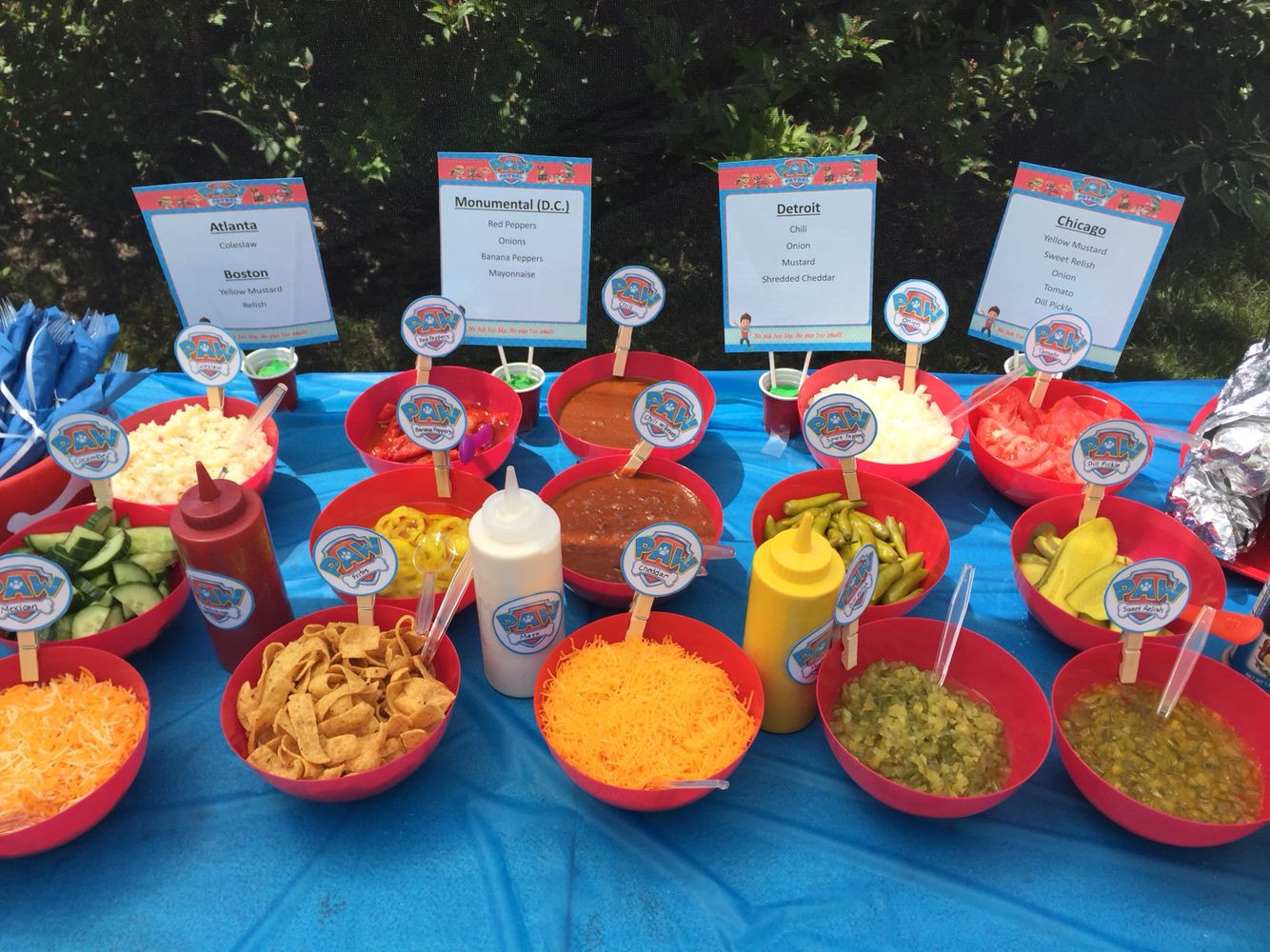 Paw Patrol Birthday Party Food Ideas
 Hot dog bar paw patrol party With images