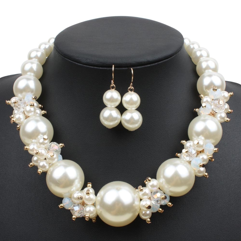 Pearl Necklace Sets
 Aliexpress Buy Big Pearls Crystal Jewelry Set