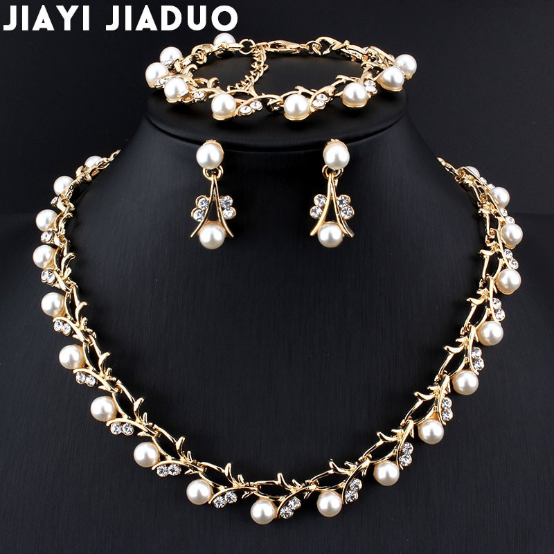Pearl Necklace Sets
 jiayijiaduo Classic Imitation Pearl necklace Gold color