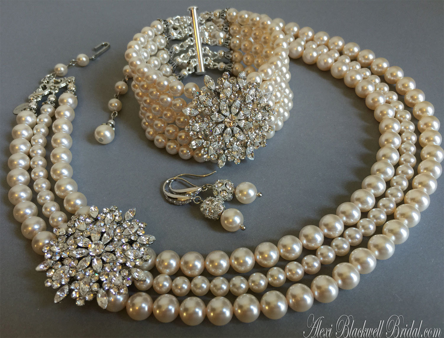 Pearl Necklace Sets
 plete Bridal Jewelry Set Pearl Necklace Bracelet Earrings