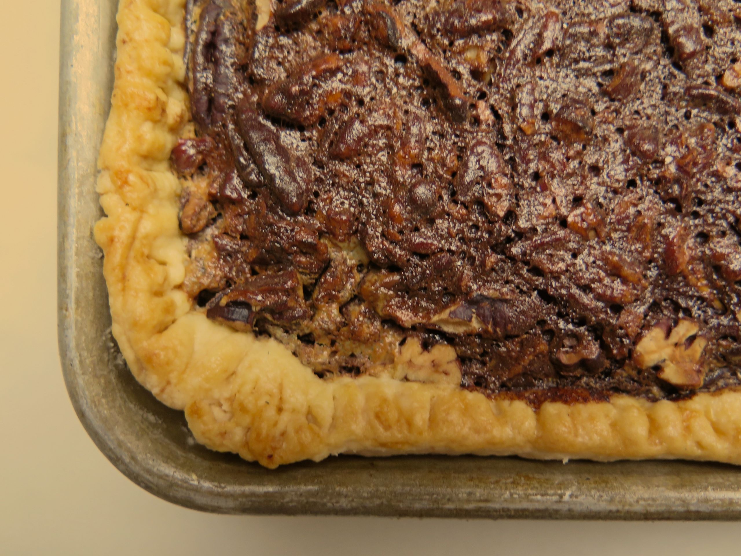 Pecan Slab Pie
 pecan chocolate bourbon slab pie – Jessie Sheehan Bakes