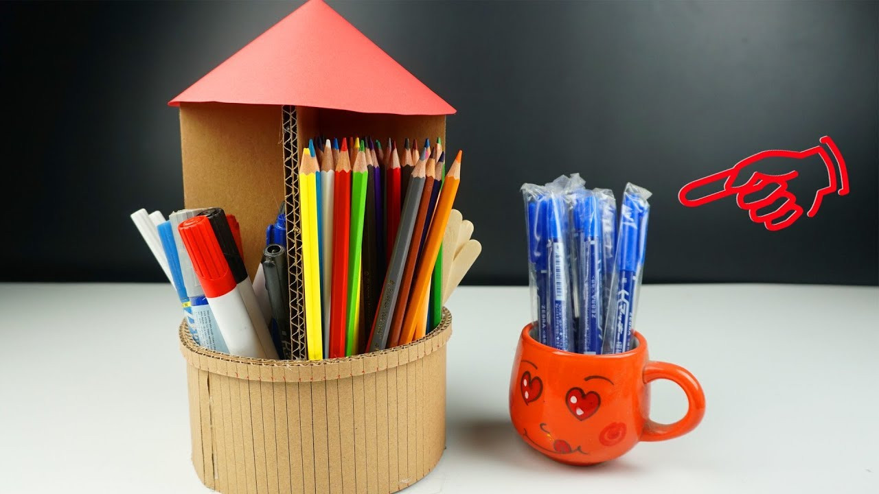 Pen Organizer DIY
 How to make pen holder Diy pencil stand from cardboard