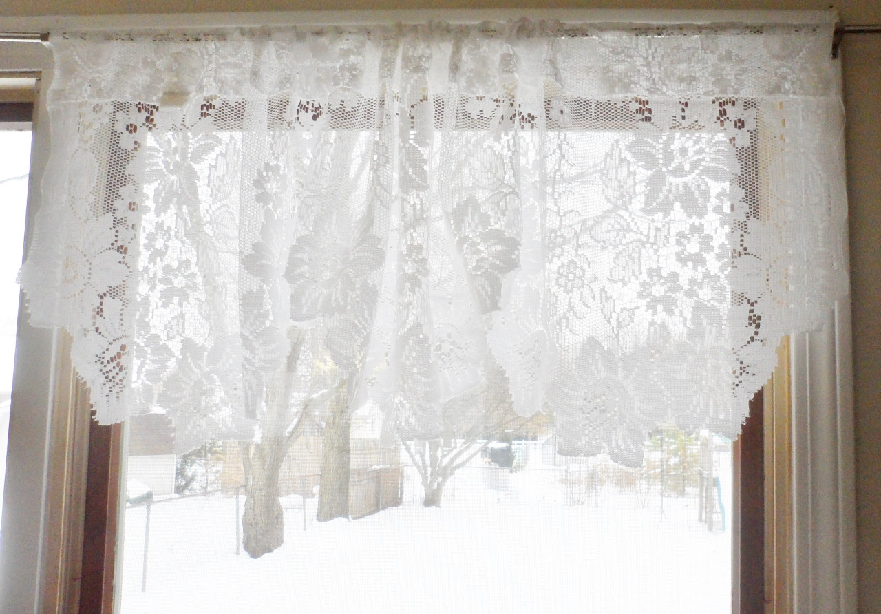 Penneys Kitchen Curtains
 Vintage Shabby Floral Chic White Lace JC Penney Daisy
