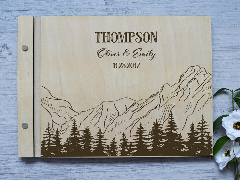 Personalised Photo Wedding Guest Book
 Wooden Wedding Guest Book Adventure guestbook
