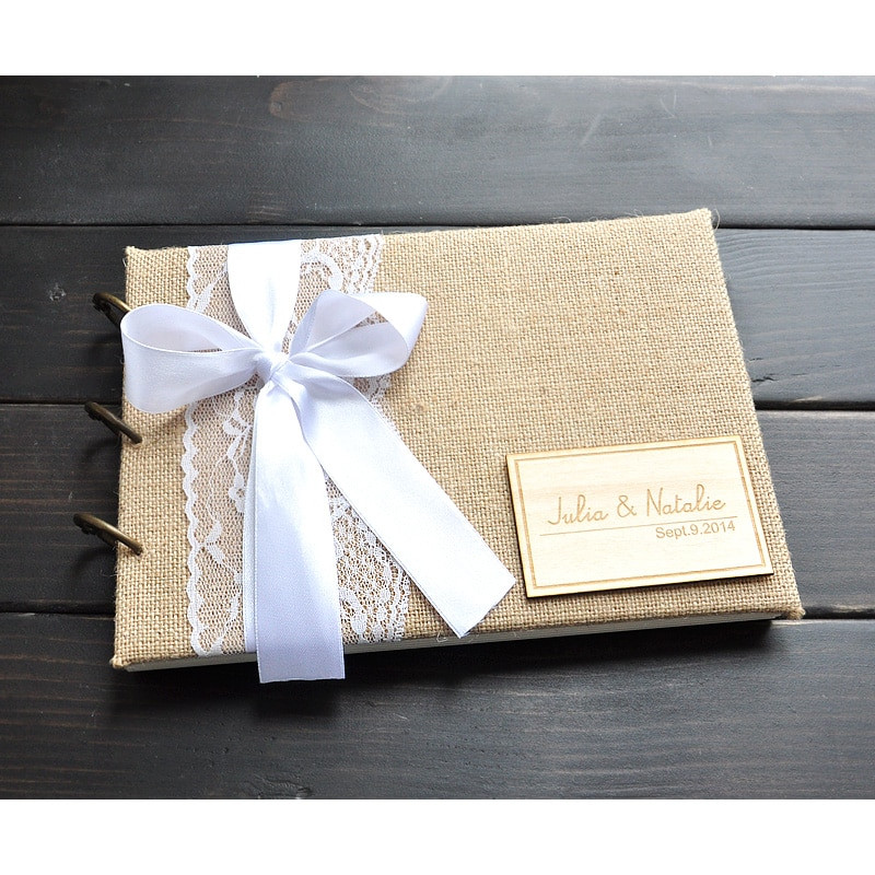 Personalised Wedding Guest Books
 Personalized Wedding guest book Burlap wedding guestbook