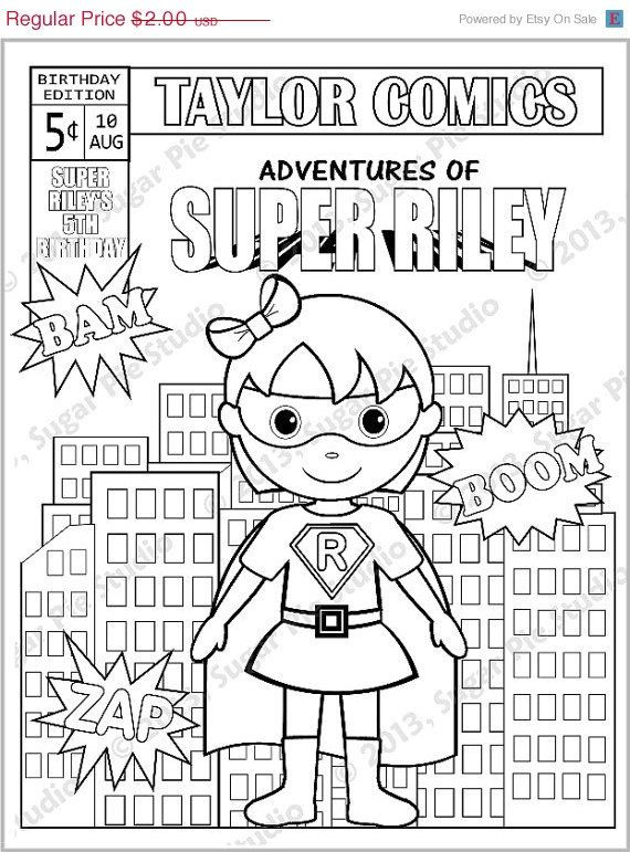 Personalized Coloring Books For Kids
 Personalized Printable ic book SuperHero Girl Boy