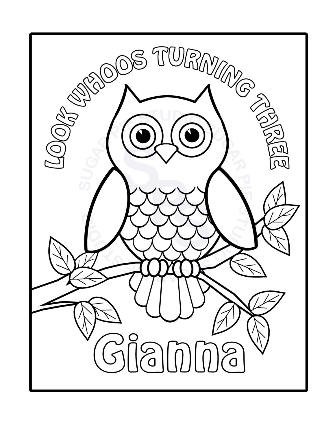Personalized Coloring Books For Kids
 Personalized Printable Owl Birthday Party Favor childrens kids