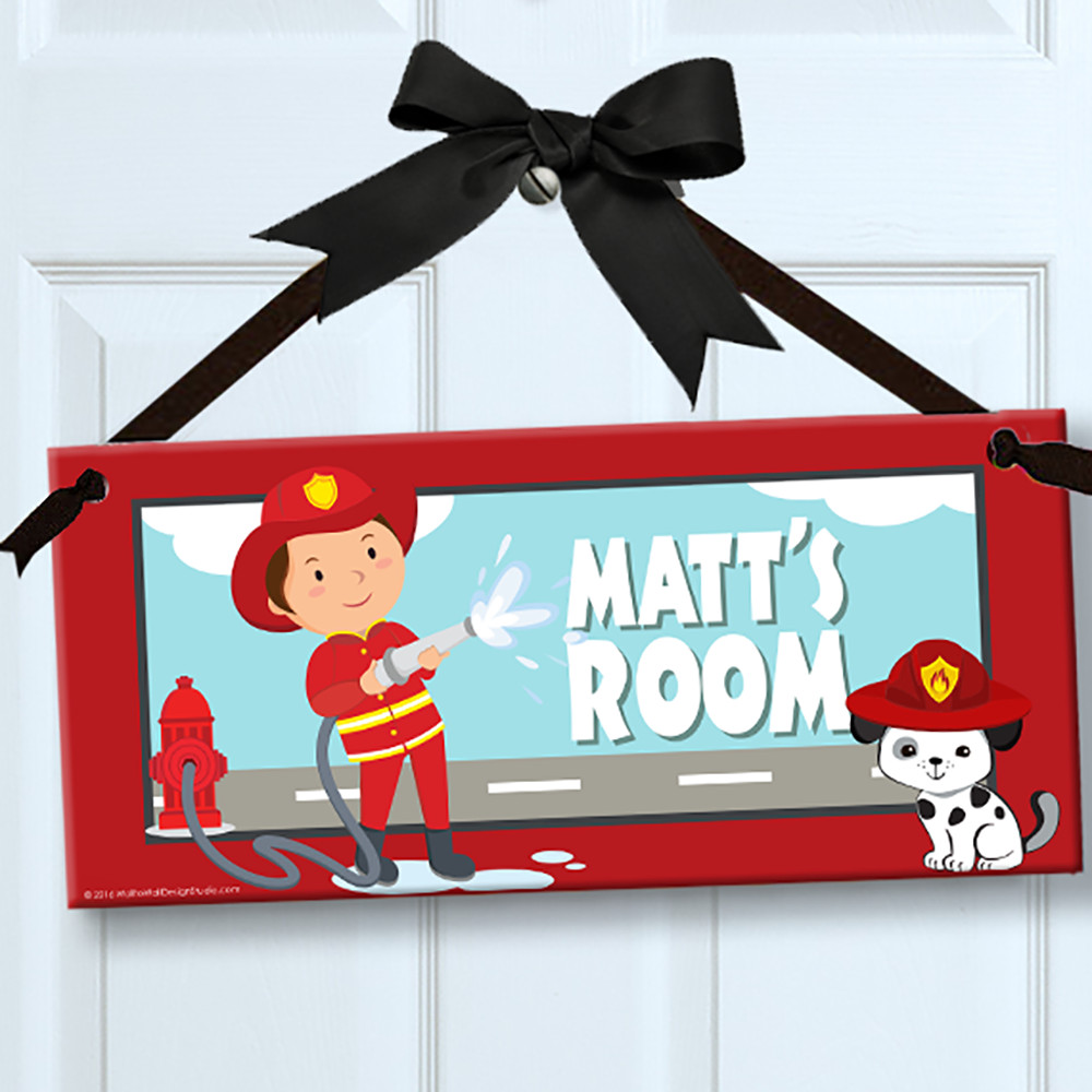 Personalized Kids Room Signs
 Personalized Kids Sign for Wall Door Fireman Theme Room