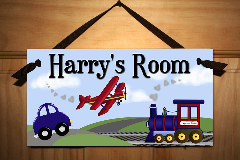 Personalized Kids Room Signs
 Kids Door Sign Planes Trains Automobiles Boys Room
