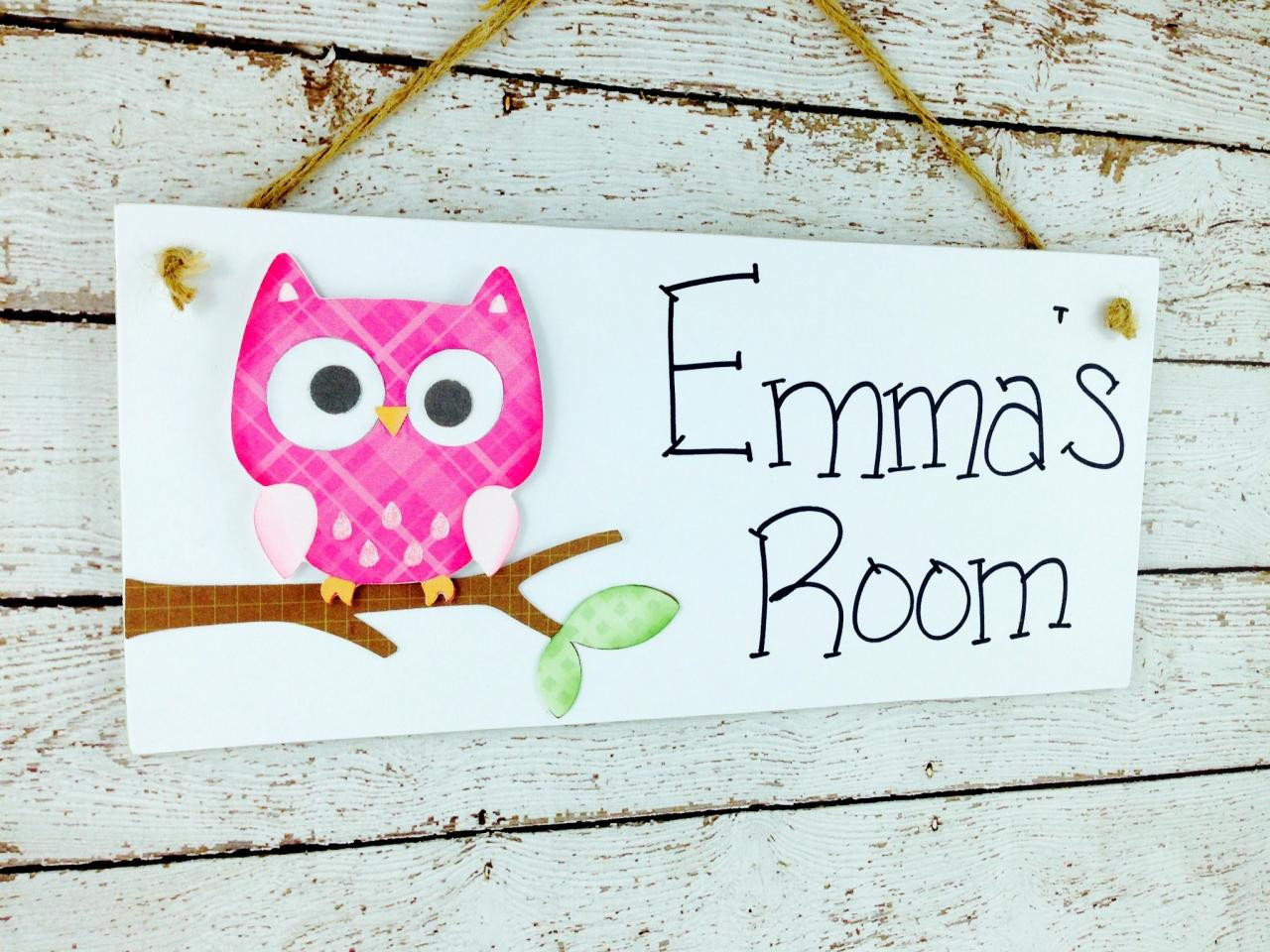 Personalized Kids Room Signs
 Personalized Kids Room Door Sign Bright Pink Owl on Luulla