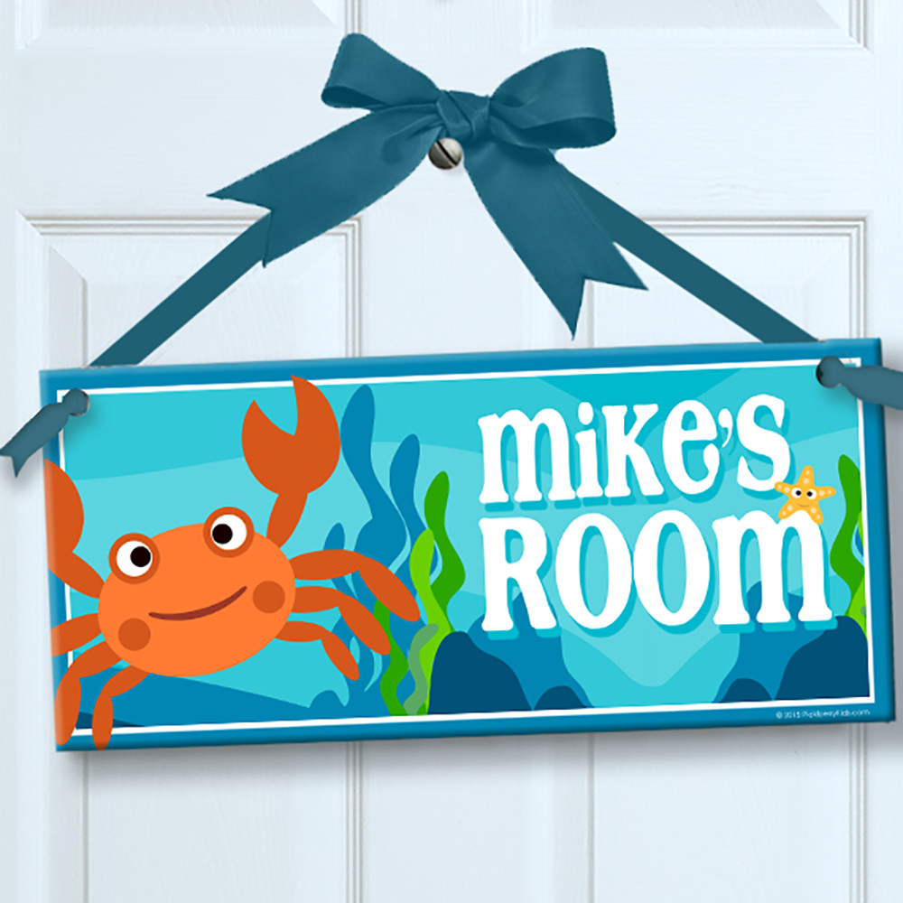 Personalized Kids Room Signs
 Personalized Kids Sign for Wall Door Under the Sea Crab
